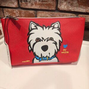 Marc Tetro, Heart My Westie Large Red Cosmetic Bag Pouch, NWT